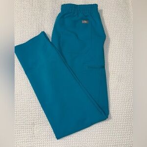 Figs XS Teal Yola Elastic Waistband Skinny Scrub Pants